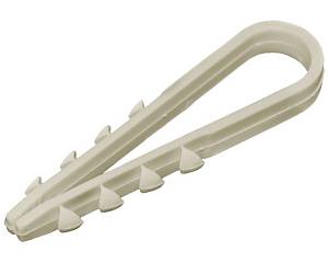 Дюбель-хомут для крепления кабеля 5-10 мм белый (нейлон), 100 шт ПРОМ