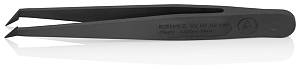Пинцет углепластиковый ESD, 110 мм, гладкие заострённые губки углом, чёрный матовый KNIPEX