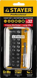 STAYER с магнитным адаптером, 32 шт, набор бит, Professional (26135-H32)