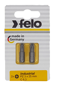 Felo Бита крестовая PZ 3X25, серия Industrial, 2 шт в блистере 02103036