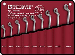 W2S9TB Набор ключей гаечных накидных изогнутых серии ARC в сумке, 6-24 мм, 9 предметов Thorvik